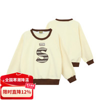 SNOOPY男童女童加绒运动卫衣2025年长袖拼色运动衫时髦洋气圆领卫衣 杏色 170