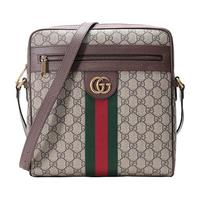 GUCCI 古驰 OPHIDIA系列 男士帆布单肩邮差包 547926 96IWT 8745 米色/乌木色