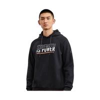 XTEP特步连帽卫衣23冬季加绒套头衫印花上衣977429930385 正黑色 2XL