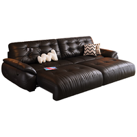 卡尔适 电动功能真皮沙发客厅复古零靠墙多功能伸缩沙发床 太空云