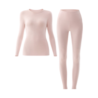 蕉内热皮保暖内衣套装男女士7A抗菌秋衣秋裤加绒加厚打底内衣冬 【女士】鸢粉 XL