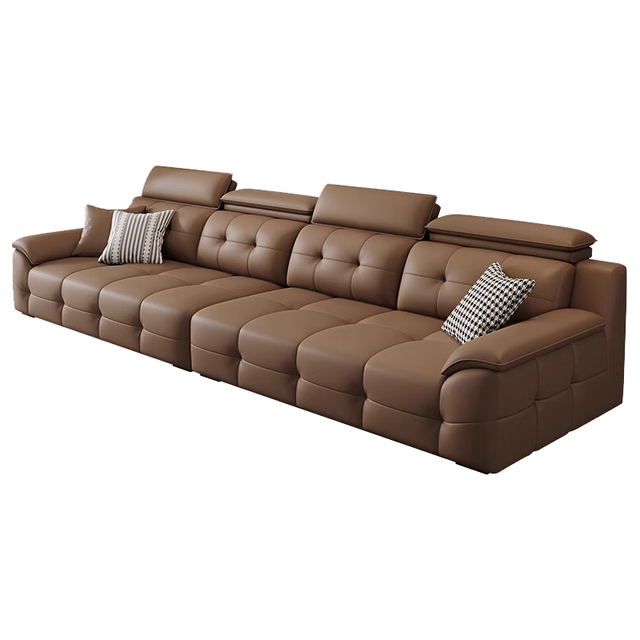 岁植 劳伦斯真皮高靠背沙发客厅2025轻奢意式高端现代简约皮艺沙发 大四人位3.0米直排