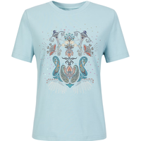 玖姿·安娜蔻【清爽沁凉】民族风佩斯利印花烫钻T恤女2024夏季 雾蓝色 S