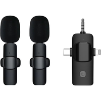 Masentek K1-2无线领夹式麦克风 户外直播耳麦主播短视频话筒录收音器扩音一拖二一 适用手机电脑相机