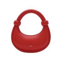 MUVA原创设计小众设计珠珠包手提包女红色小包包真皮月牙包斜挎包