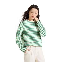 长袖T恤热风 hotwind2025年春季女士彩色条纹T恤日系宽松打底衫上衣