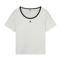 【舒适棉感】衣恋简约撞色圆领短袖T恤女通勤休闲修身上衣夏季