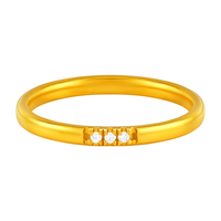 传呈福泽 999足金钻石戒指女 手工古法黄金钻戒指环 【18号】金重2.92克