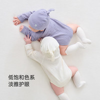 babylove婴幼儿包屁衣春秋季纯棉双层提花新生儿三角哈衣爬服宝宝秋季衣服 芭蕾粉 52cm