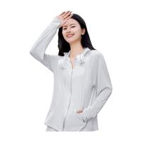 回力UPF+450冰丝常规款连帽防晒服女2024年夏季休闲户外出游上衣 浅灰-纯色 M