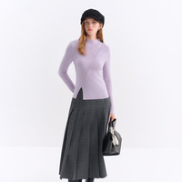 范思蓝恩羊毛不规则斜裁分割针织打底衫女冬季20254049 薄雾紫 L