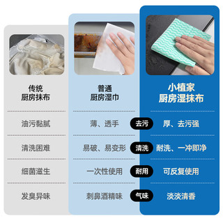 小植家一次性懒人抹布去油污洗碗布免洗涤剂厨房湿抹布厨房湿巾60抽*3包 【耐洗湿抹布】60片*3包