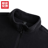 超级安踏 焱壳丨抓绒运动卫衣男POLARTEC户外立领内搭外穿套头衫152546708U 基础黑-5 M /男170