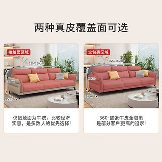 金观 羽绒头层真皮沙发客厅奶油风大小户型意式轻奢直排式一字型家具 2.
