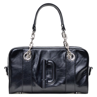 PECO940UNI系列手提波士顿包春季真皮链条斜挎大容量上班通勤包包 蜜桃粉头层树皮皱牛皮 