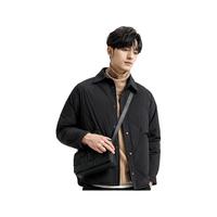 雪中飞秋冬新款男士时尚休闲简约防风翻领大口袋设计短款羽绒外套 黑色 3XL 190/104A