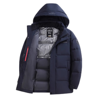 雅鹿爸爸羽绒服男2024短款加厚商务休闲可拆卸连帽中老年冬装外套 藏青(石墨烯内里-可脱卸连帽) 2X/185【150-165斤】