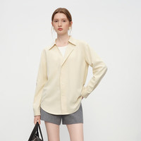 范思蓝恩 复古撞色假两件设计衬衫女冬季2025长袖内搭上衣4434 淡奶黄 S