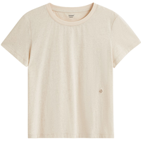 茵曼（INMAN）【亚麻】茵曼淡人穿搭正肩短袖T恤女2025年夏季内搭显瘦上衣 亚麻色-18525343C S