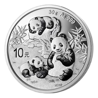 四地藏品 2000年-2026年熊猫银币 熊猫币纪念币 2025年熊猫银币30克