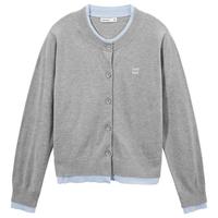 热风 hotwind针织衫女2025年春季女士圆领假两件休闲百搭淑女显瘦开衫 09灰色 M