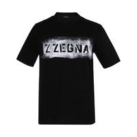 Ermenegildo ZegnaZ ZEGNA 杰尼亚 奢侈品 19春夏新款 男士黑色棉质LOGO短袖T恤 VS372 ZZ630A 6A2