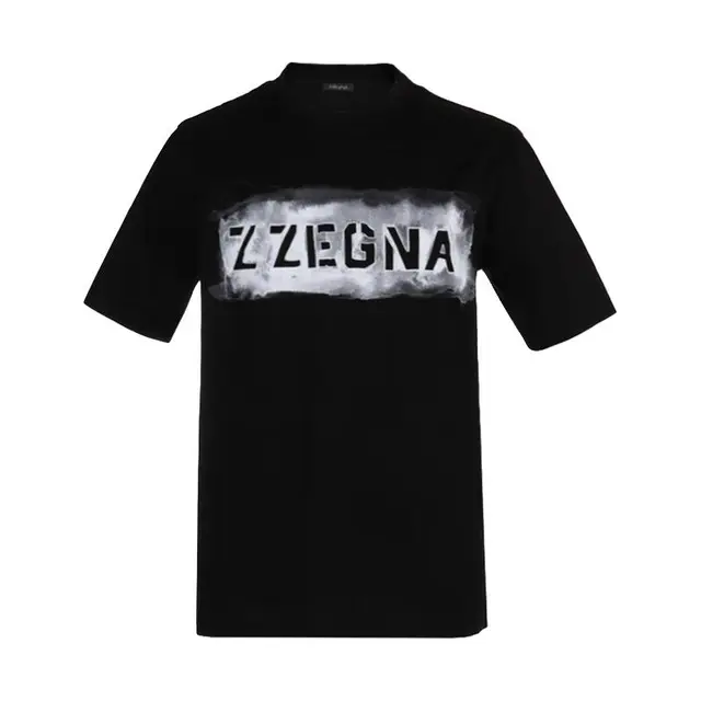 Ermenegildo ZegnaZ ZEGNA 杰尼亚 奢侈品 19春夏新款 男士黑色棉质LOGO短袖T恤 VS372 ZZ630A 6A2