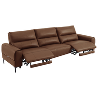 PLUS会员：顾家家居 零靠墙简约电动功能皮沙发客厅6601B可可棕大三人位2电动3.01m 45D海绵