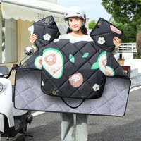 简尚恩电动车挡风被冬季加绒加厚防风被电动车挡风罩电瓶车亲子档风被信 25冬-基础款【双把套+升级双袖口防风】黑底牛油果