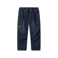 马骑顿（MQD）MQD男大童冬季潮酷休闲学院风牛仔裤 深牛仔蓝 130