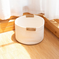 abay棉线织收纳篮手工布艺收纳筐桌面玩具零食玄关杂物置物篮整理筐 白色脏衣篮