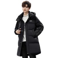 YAYA 鸭鸭羽绒服 鸭鸭鹅绒羽绒服男中长款连帽高端男生青少年大牌男款冬季加厚保暖外套潮 黑色 180/XL