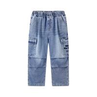 马骑顿（MQD）男童25春中大童工装风大口袋休闲穿搭牛仔裤 中牛仔蓝 130