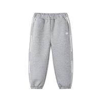 马骑顿（MQD）男童25春学院风条杠简约百搭跑步卫裤针织长裤 浅麻灰 130