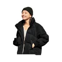 PEAK 匹克 运动短款羽绒服女2023冬季新款户外防风保暖加绒鸭绒外套 黑色-4042 L