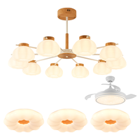 雷士 NVC Lighting奶油原木风木棉花泡芙舒适光客厅吊灯餐厅吊灯灯具灯饰全屋套餐 10头+风扇灯【清凉三室两厅】