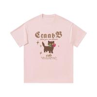 it ccaabb学院风T恤女夏季纯棉休闲小个子短袖上衣印花