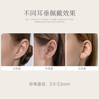 GiO 特选级Akoya天然海水珍珠耳钉 18K金 3-3.5mm 耳骨钉