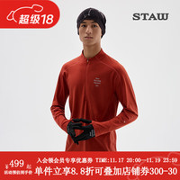 STAW/世拓 抗菌透气保暖 男士跑步长袖T恤 柿红色 XL