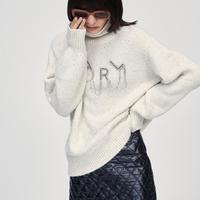 KARL LAGERFELD 羊毛混纺钻饰LOGO慵懒风半高领毛衣针织衫秋冬