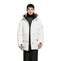 GXG男装 暗纹肌理提花中长款羽绒服男质感通勤羽绒外套24冬季 白色 190/XXXL