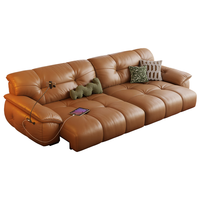 卡尔适 躺躺电动沙发床头层真皮轻奢复古客厅伸缩零靠墙多功能沙发