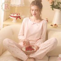 Rose Tree 可爱睡衣套装女士春秋季棉质长袖公主圆领家居服