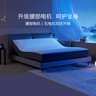  8H 智能操控 智能电动床套装+床架+弹簧床垫  极夜黑 1.5米