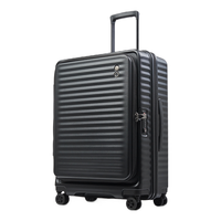 愛可樂 ECHOLAC 前开盖大容量行李箱 可扩展拉杆箱密码锁箱旅行箱PCT183F黑色24吋