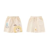 欢喜小熊 男童薄款短裤衣服儿童夏季纯棉裤子宝宝夏装婴儿外出童装 杏色 100(2-3岁.身高90-100cm)