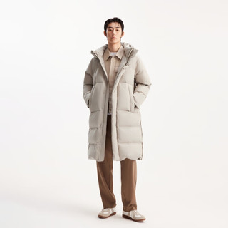 杰克·琼斯（JACK&JONES）男装25年冬季【抗沾湿】过膝长款羽绒服男士严寒加厚连帽鸭绒外套 C02伦敦雾 2XL （190）