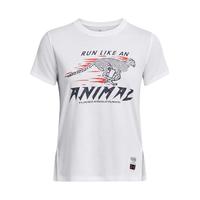 安德玛 UNDERARMOUR）RUN LAA女子跑步运动印花短袖T恤1380436 粉红色963 S