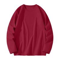 班尼路红色纯棉长袖t恤女2025春蛇年新年款圆领内搭本命年打底衫M