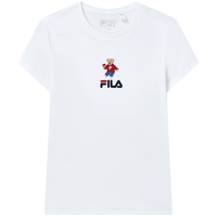 FILA 斐乐 官方女士短袖T恤印花运动女装针织短袖套头衫小熊T刺绣上衣衣服 标准白-WT 170/88A/L